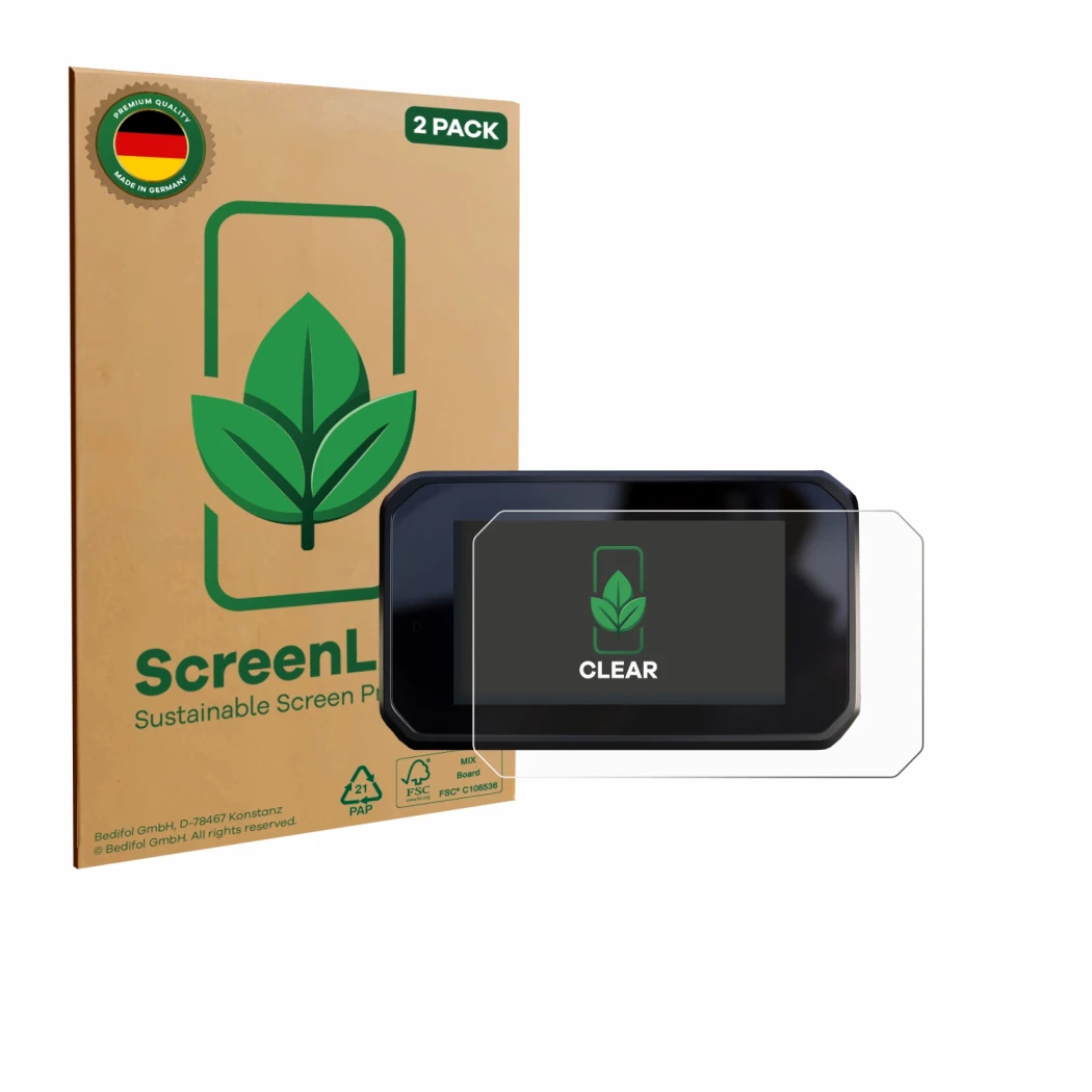 Parte frontale di una confezione del prodotto con il logo del marchio ScreenLeaf. Accanto è raffigurato il dispositivo Honda C