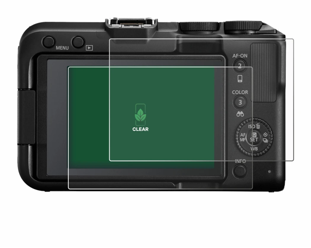 Immagine del dispositivo Canon EOS R50 V con un'ampia varietà di protezioni per lo schermo.