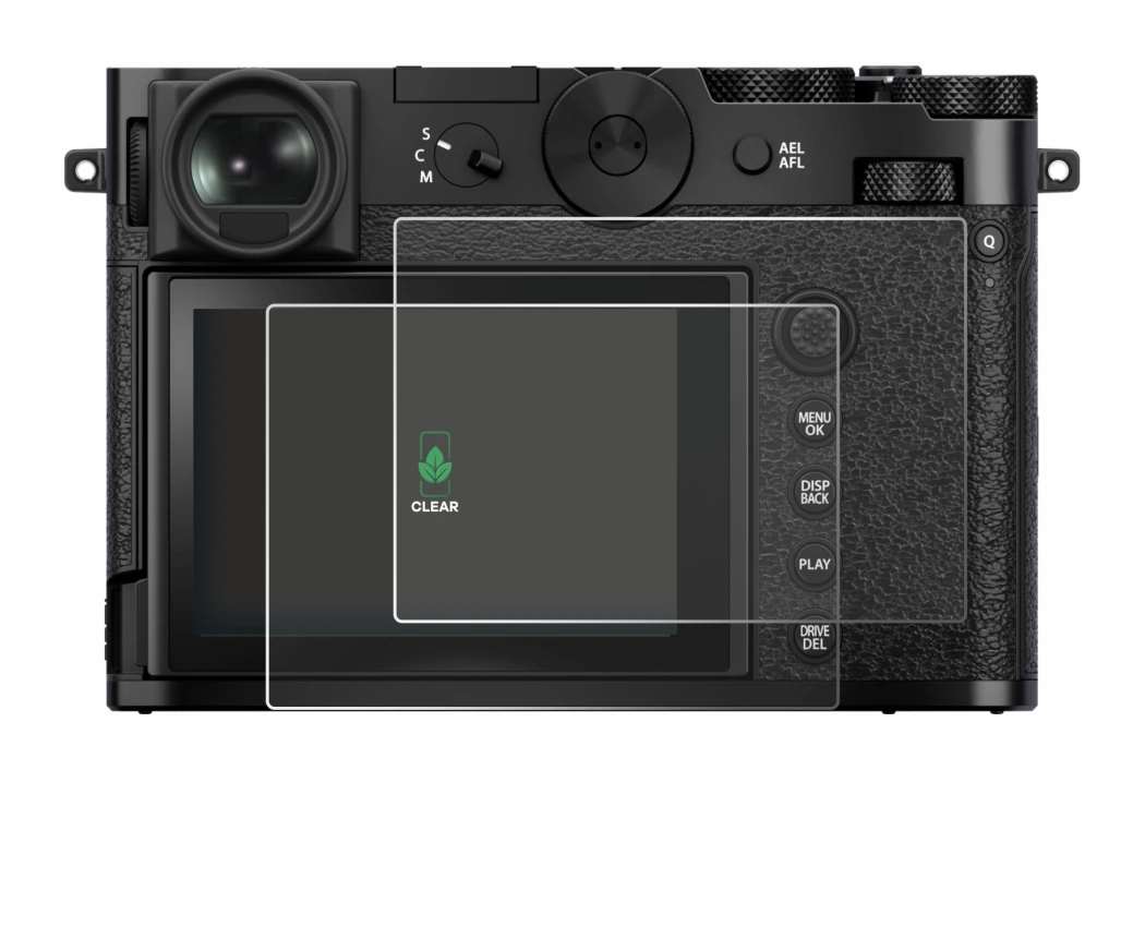 Immagine del dispositivo Fujifilm GFX 100RF con un'ampia varietà di protezioni per lo schermo.