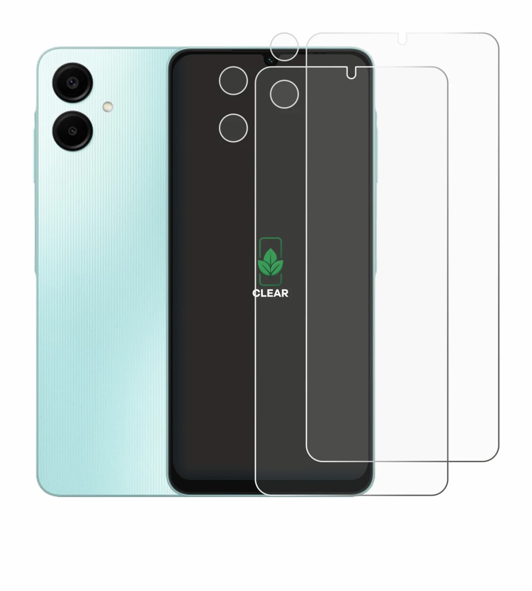 Immagine del dispositivo Samsung Galaxy A06 5G (Fronte+Fotocamera) con un'ampia varietà di protezioni per lo schermo.