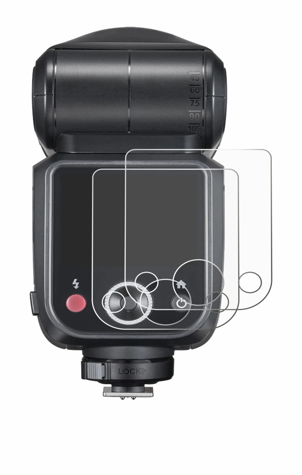 Immagine del dispositivo Godox V100 con un'ampia varietà di protezioni per lo schermo.