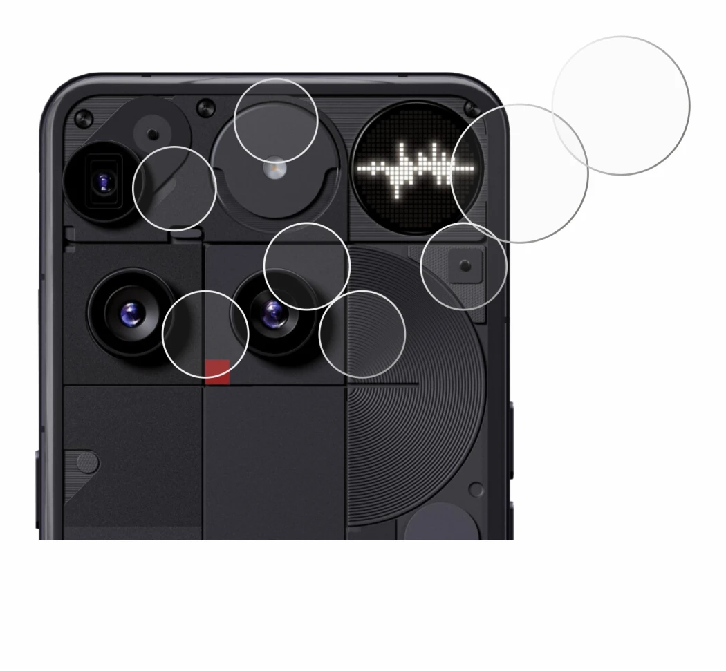 Immagine del dispositivo Nothing Phone (3) (SOLO Fotocamera) con un'ampia varietà di protezioni per lo schermo.