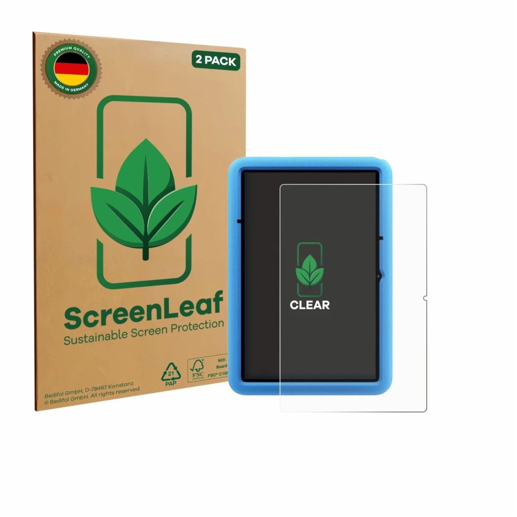 Parte frontale di una confezione del prodotto con il logo del marchio ScreenLeaf. Accanto è raffigurato il dispositivo Blackvi