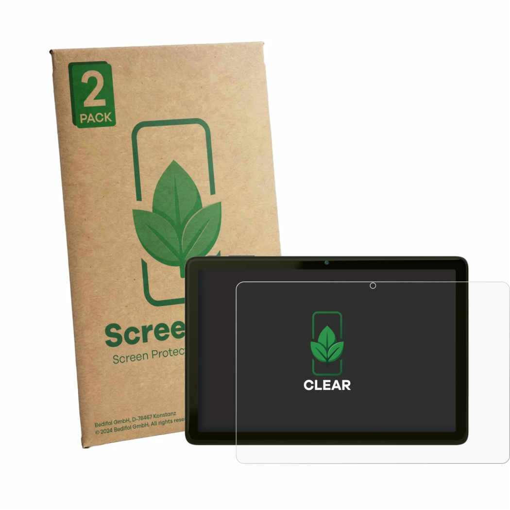Parte frontale di una confezione del prodotto con il logo del marchio ScreenLeaf. Accanto è raffigurato il dispositivo VALE Ta