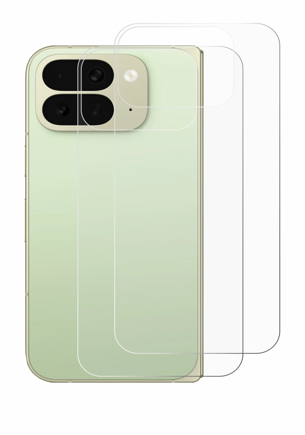 Immagine del dispositivo Google Pixel 10 Pro Fold (Posteriore) con un'ampia varietà di protezioni per lo schermo.