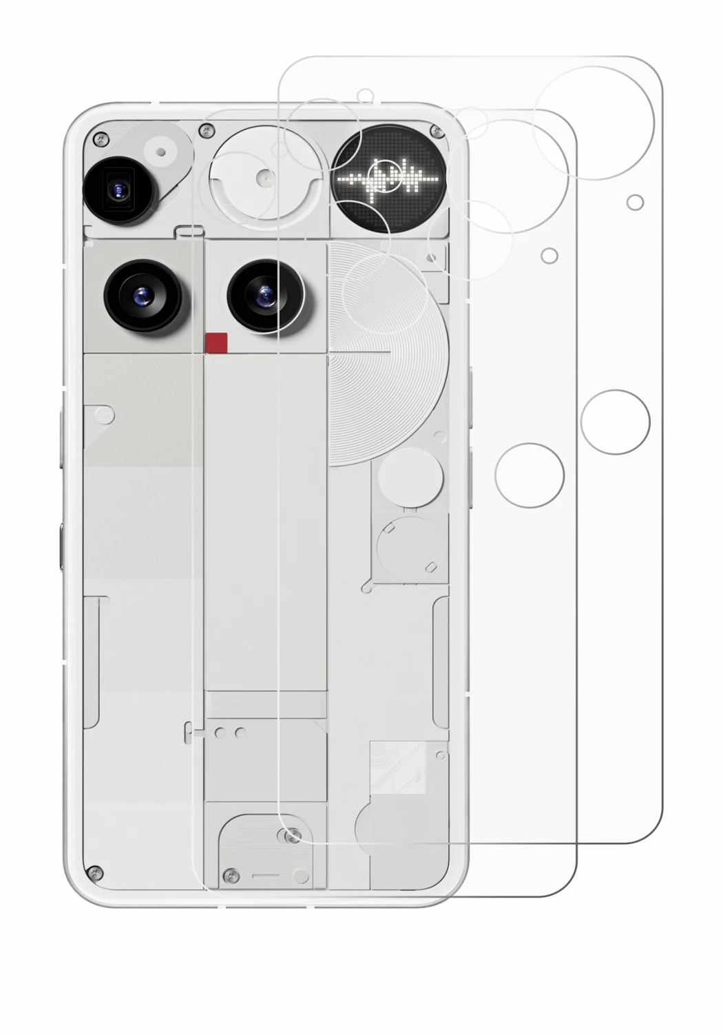 Immagine del dispositivo Nothing Phone (3) (Posteriore) con un'ampia varietà di protezioni per lo schermo.