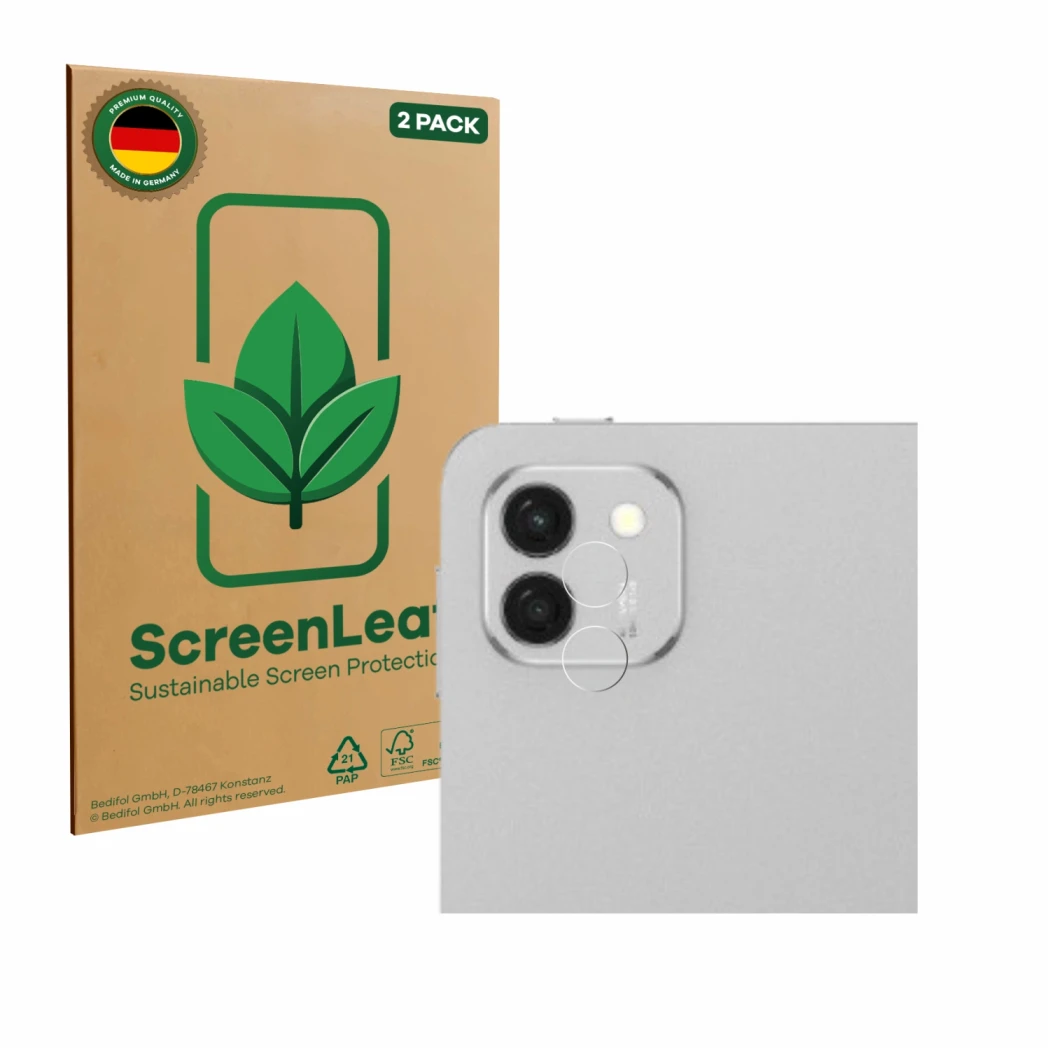 Parte frontale di una confezione del prodotto con il logo del marchio ScreenLeaf. Accanto è raffigurato il dispositivo Honor M