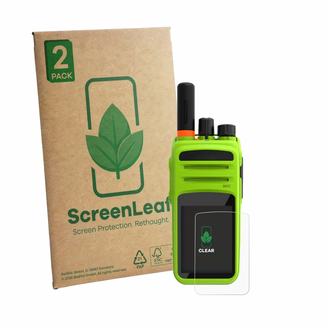 Parte frontale di una confezione del prodotto con il logo del marchio ScreenLeaf. Accanto è raffigurato il dispositivo Talkpod