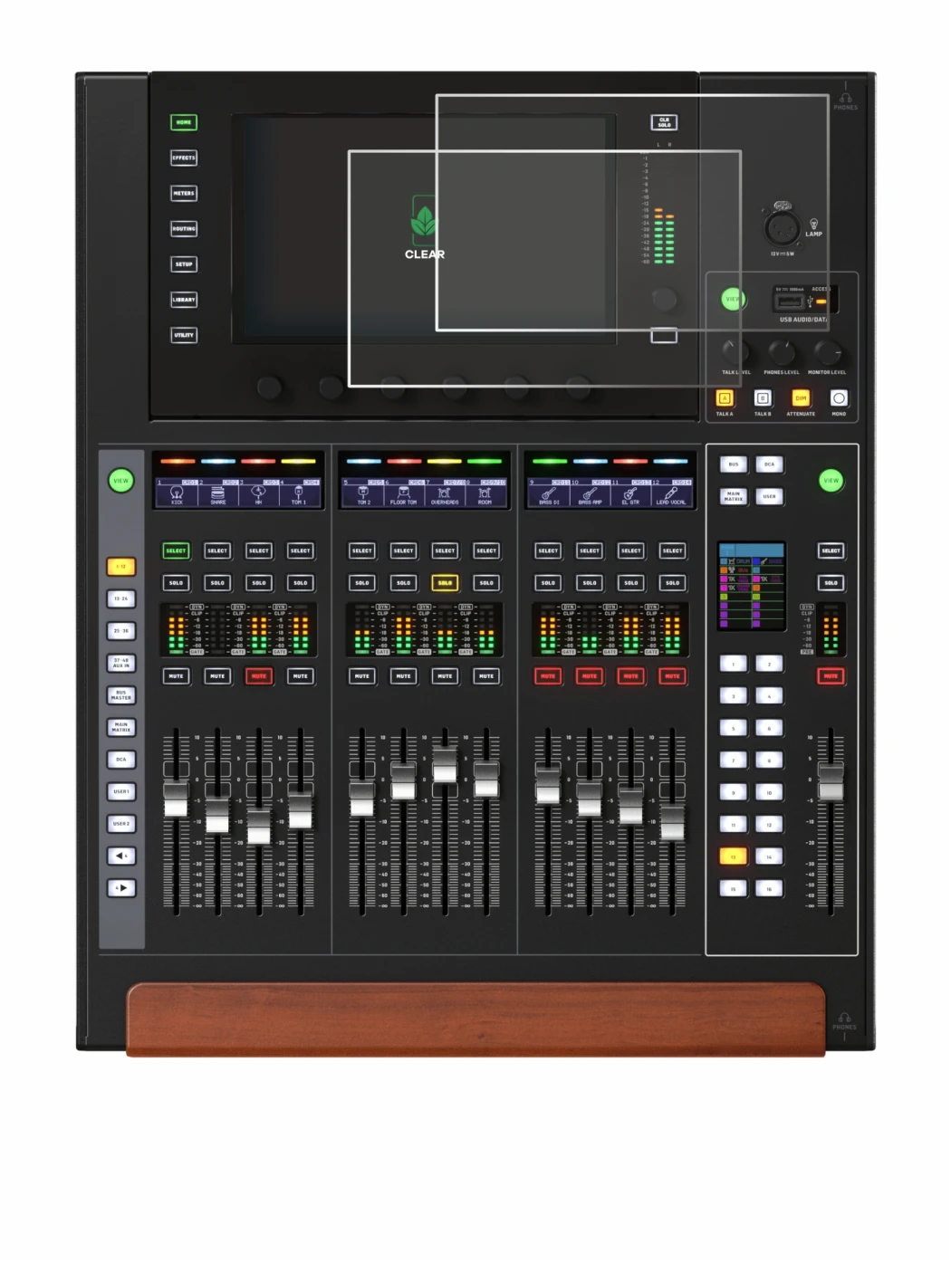 Immagine del dispositivo Behringer Wing Compact con un'ampia varietà di protezioni per lo schermo.