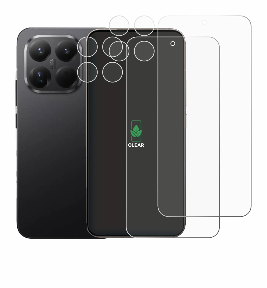 Immagine del dispositivo Xiaomi 15T Pro (Fronte+Fotocamera) con un'ampia varietà di protezioni per lo schermo.