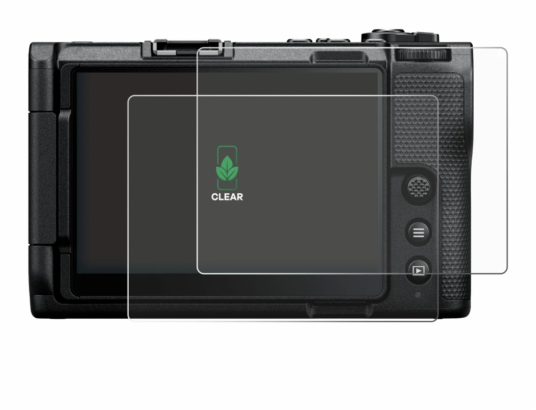 Immagine del dispositivo Nikon ZR con un'ampia varietà di protezioni per lo schermo.