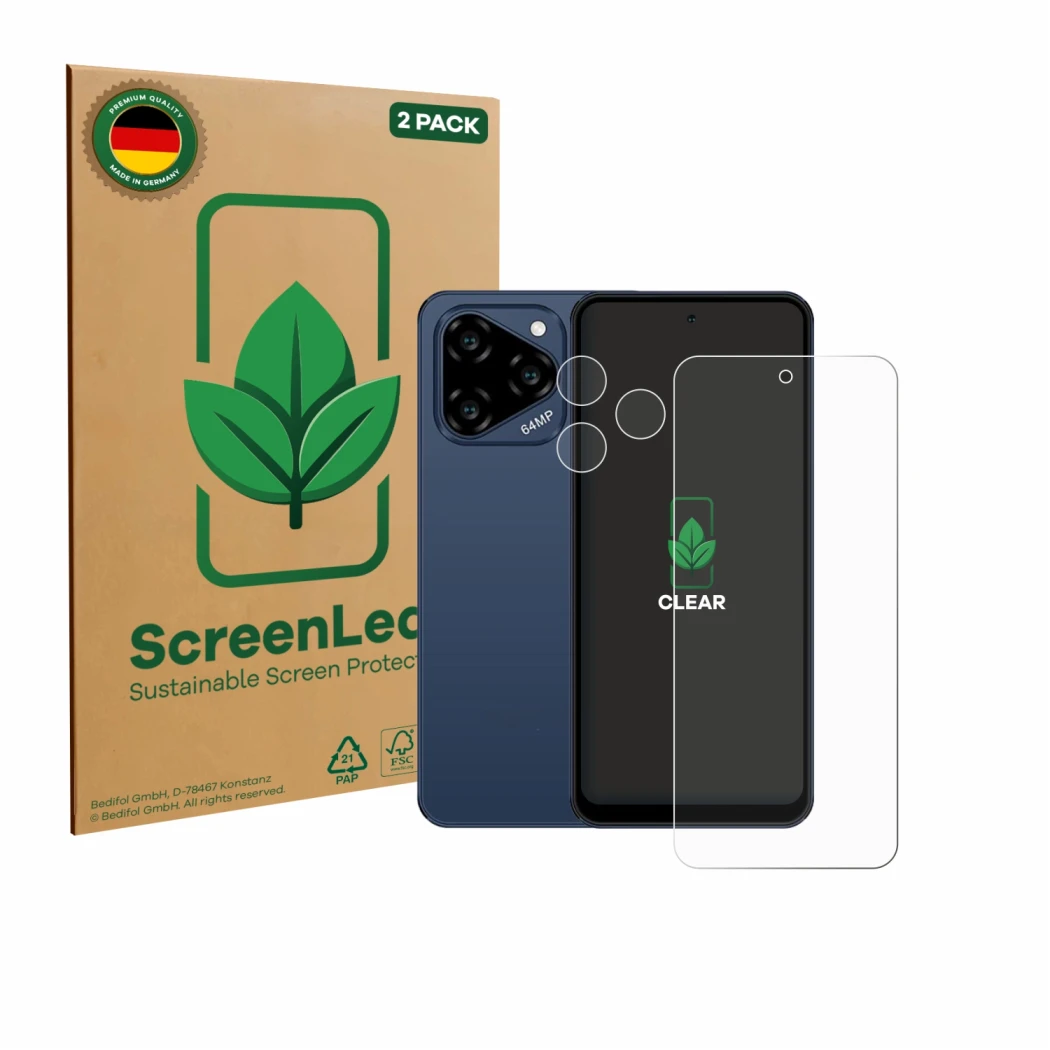 Parte frontale di una confezione del prodotto con il logo del marchio ScreenLeaf. Accanto è raffigurato il dispositivo Acer Ac