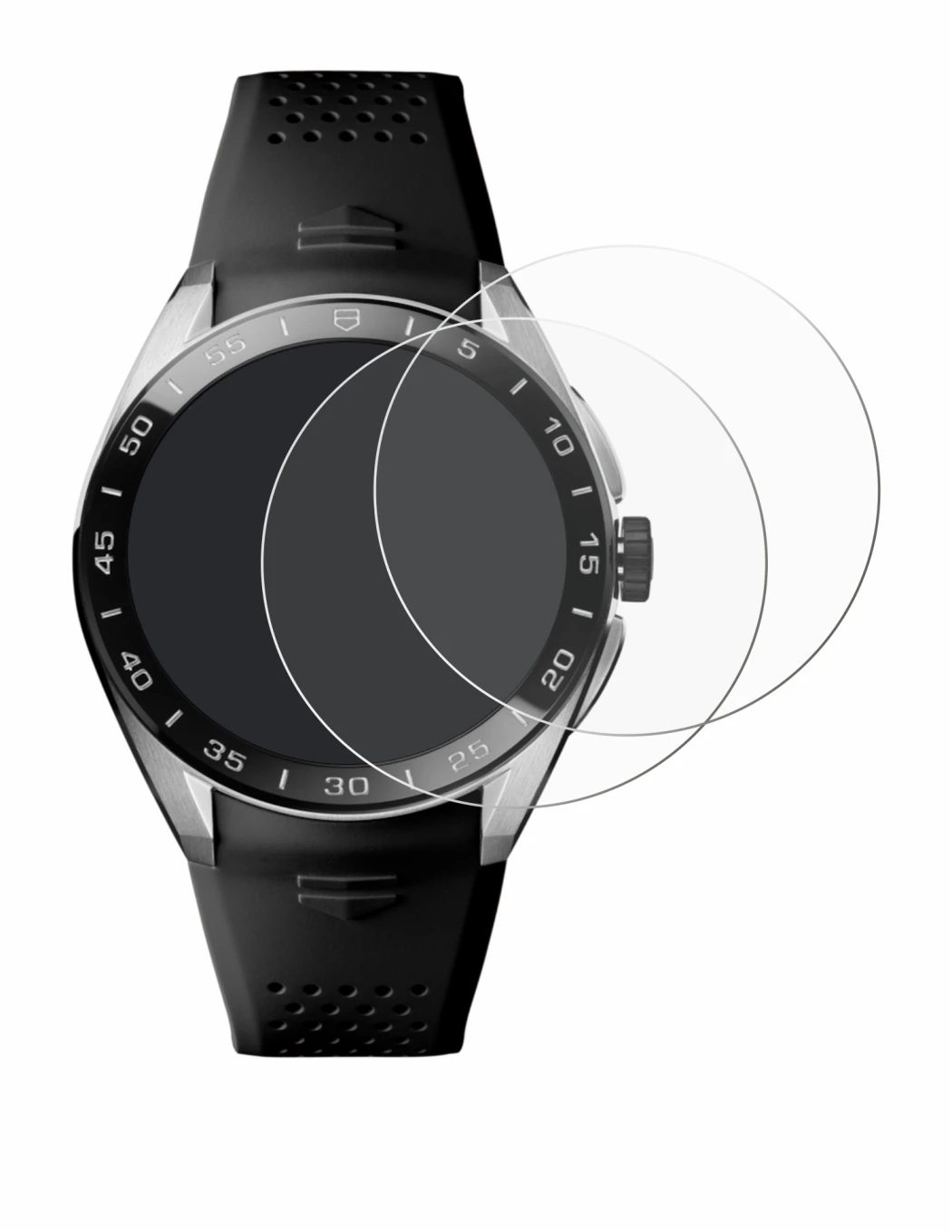 Immagine del dispositivo TAG Heuer Connected Calibre E5 (45 mm) con un'ampia varietà di protezioni per lo schermo.