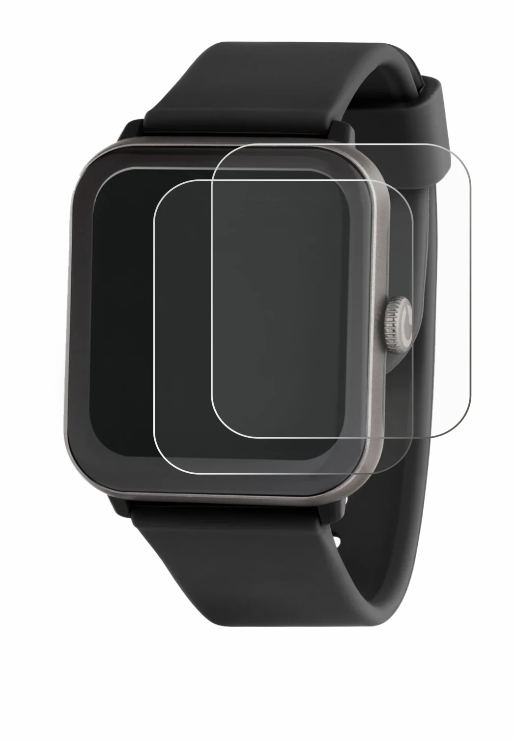 Immagine del dispositivo Sector Smartwatch S-08 con un'ampia varietà di protezioni per lo schermo.