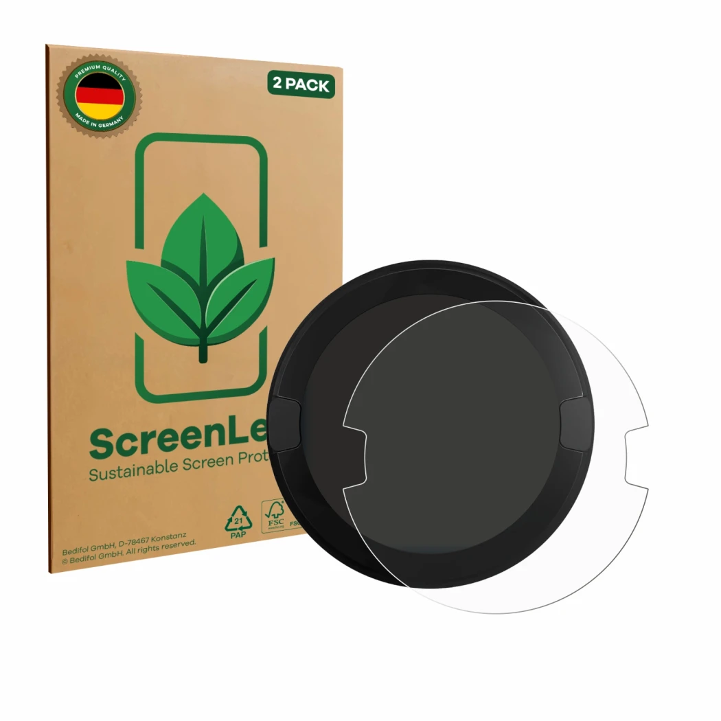 Parte frontale di una confezione del prodotto con il logo del marchio ScreenLeaf. Accanto è raffigurato il dispositivo OOONO P