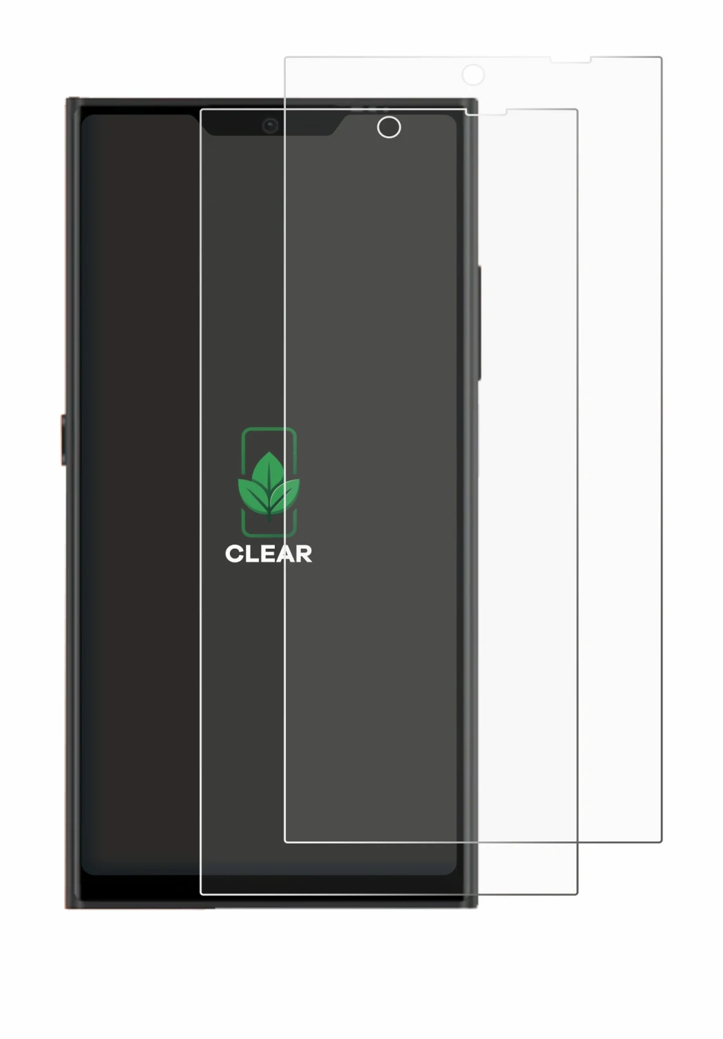 Immagine del dispositivo Jolla Phone con un'ampia varietà di protezioni per lo schermo.