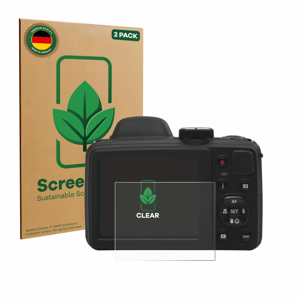 Parte frontale di una confezione del prodotto con il logo del marchio ScreenLeaf. Accanto è raffigurato il dispositivo Kodak P