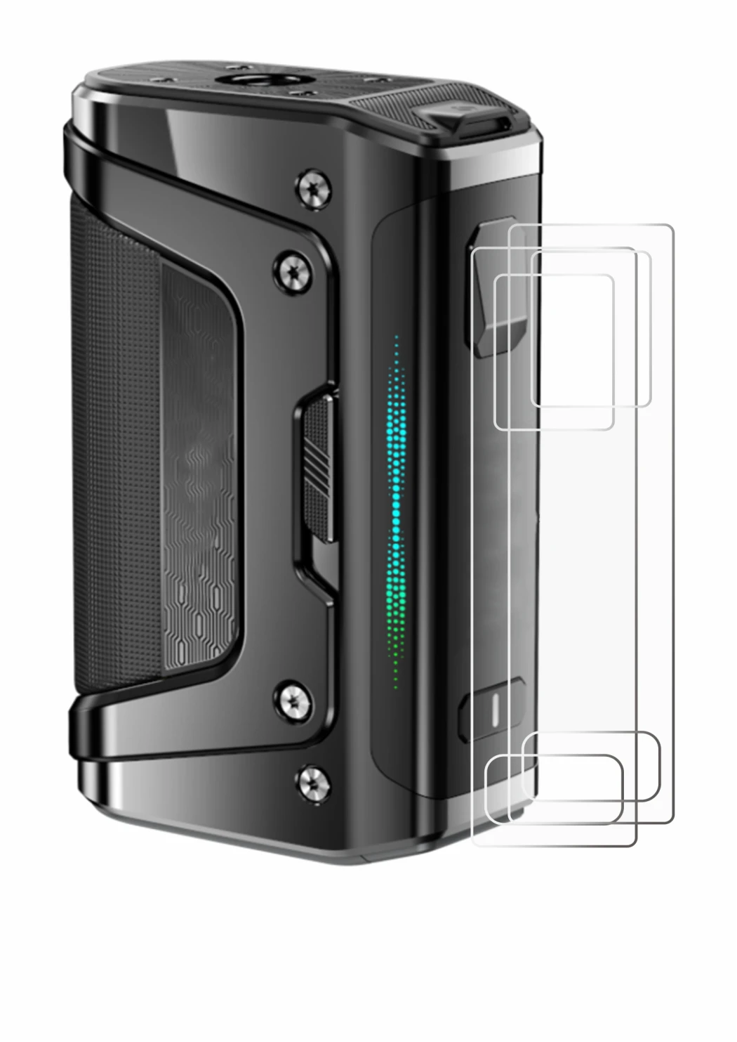 Immagine del dispositivo GeekVape Aegis Legend 5 con un'ampia varietà di protezioni per lo schermo.