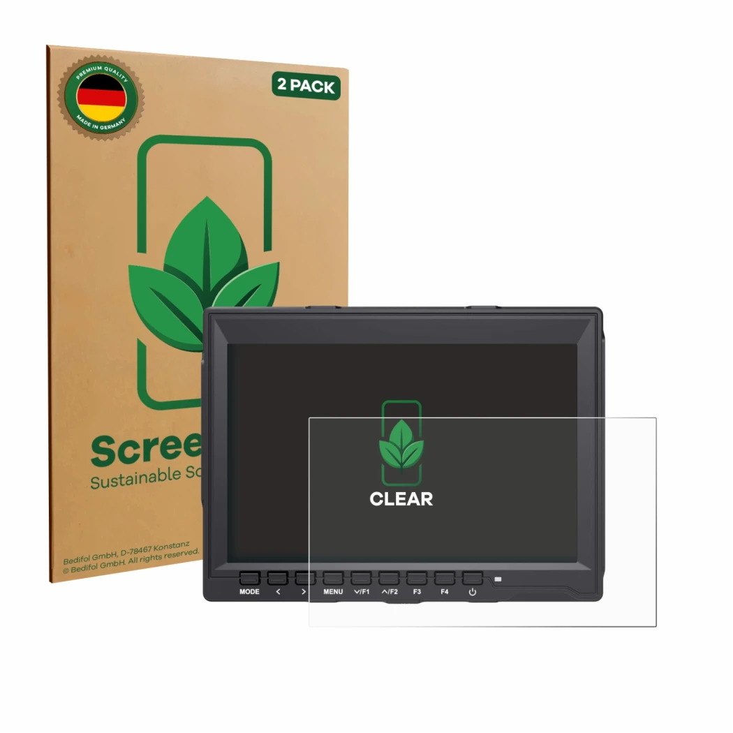 Parte frontale di una confezione del prodotto con il logo del marchio ScreenLeaf. Accanto è raffigurato il dispositivo Feelwor