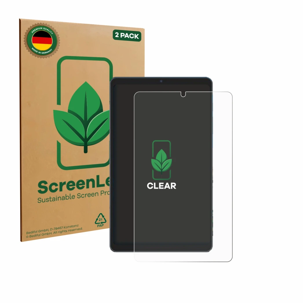 Parte frontale di una confezione del prodotto con il logo del marchio ScreenLeaf. Accanto è raffigurato il dispositivo Chuwi A