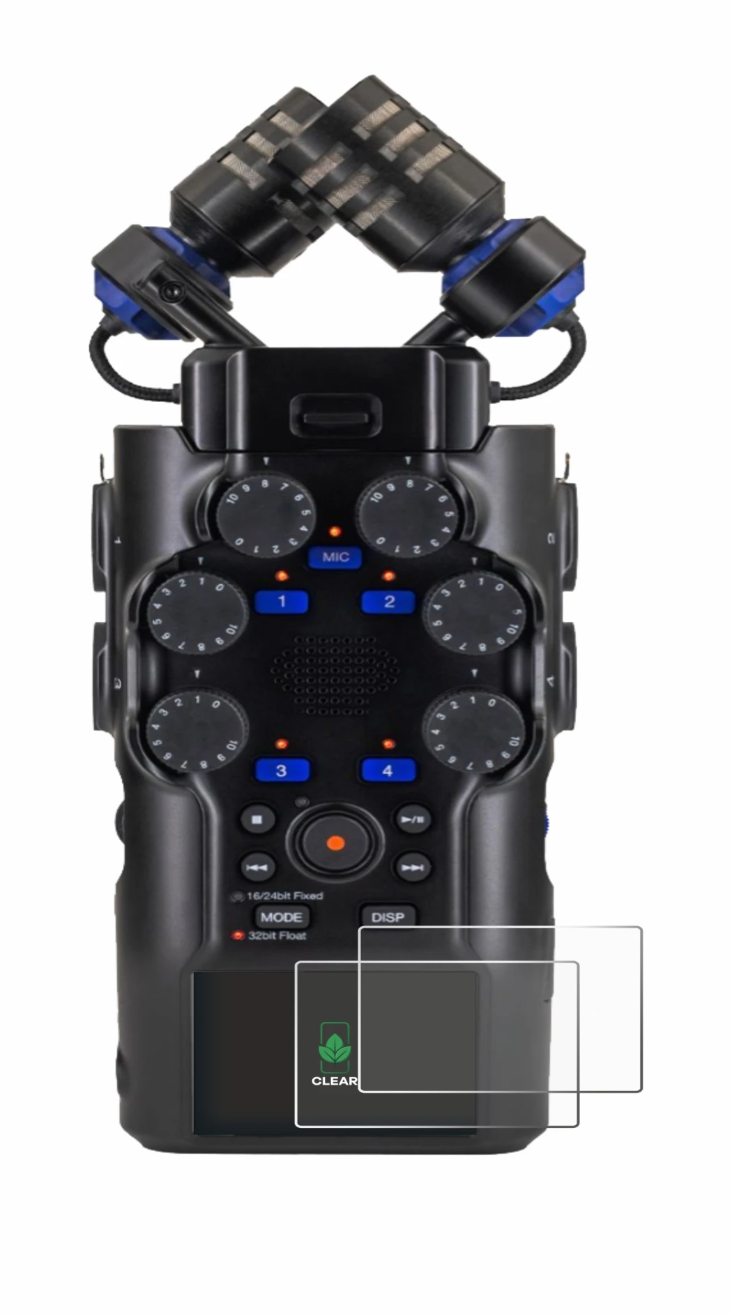 Immagine del dispositivo Zoom H6 studio con un'ampia varietà di protezioni per lo schermo.