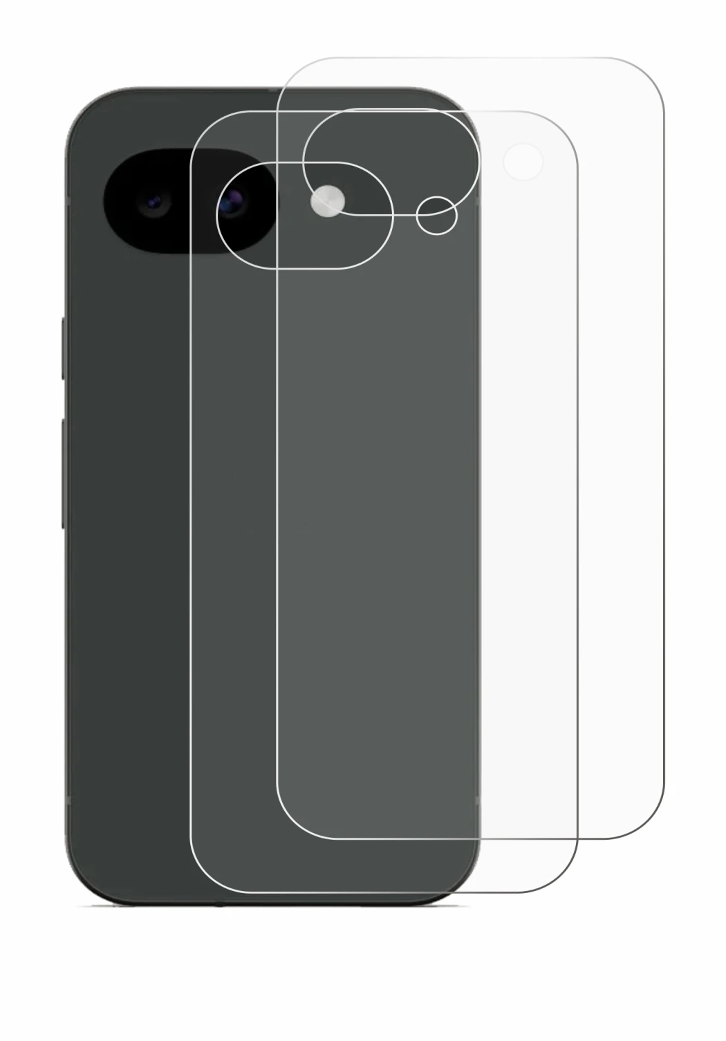 Immagine del dispositivo Google Pixel 10a (Posteriore) con un'ampia varietà di protezioni per lo schermo.