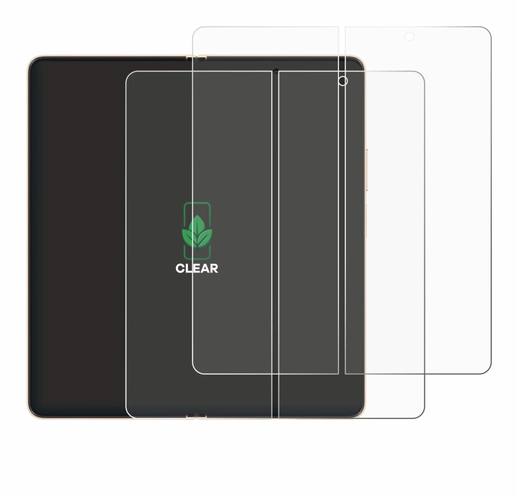 Immagine del dispositivo Honor Magic V6 (Display interno) con un'ampia varietà di protezioni per lo schermo.