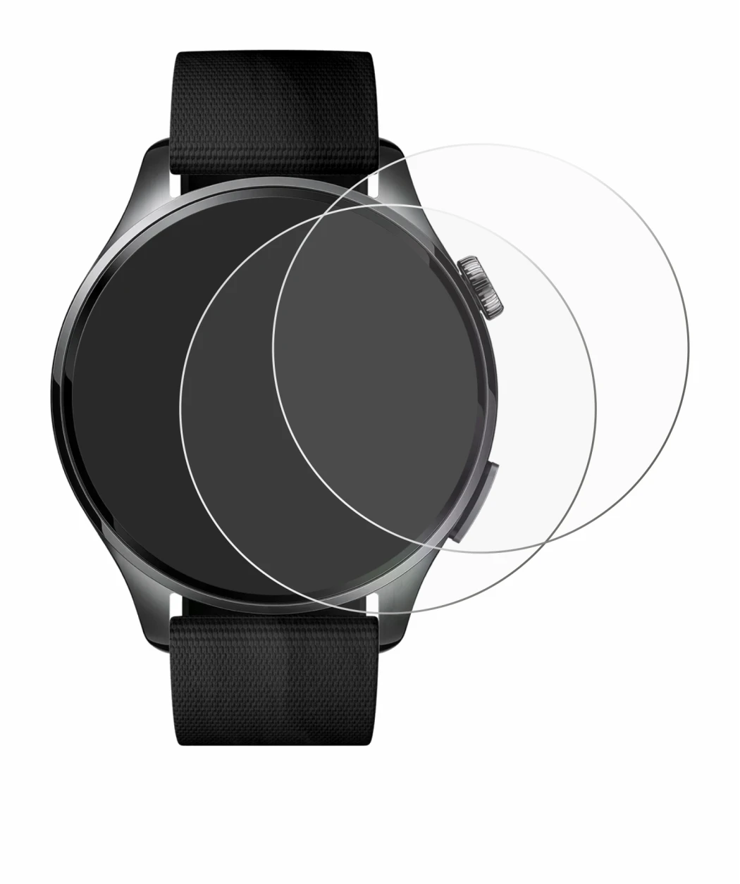 Immagine del dispositivo Xiaomi Watch 5 (47 mm) con un'ampia varietà di protezioni per lo schermo.