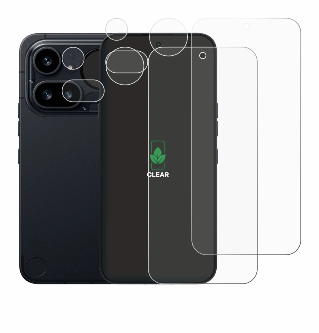 Immagine del dispositivo Nothing Phone (4a) Pro (Fronte+Fotocamera) con un'ampia varietà di protezioni per lo schermo.