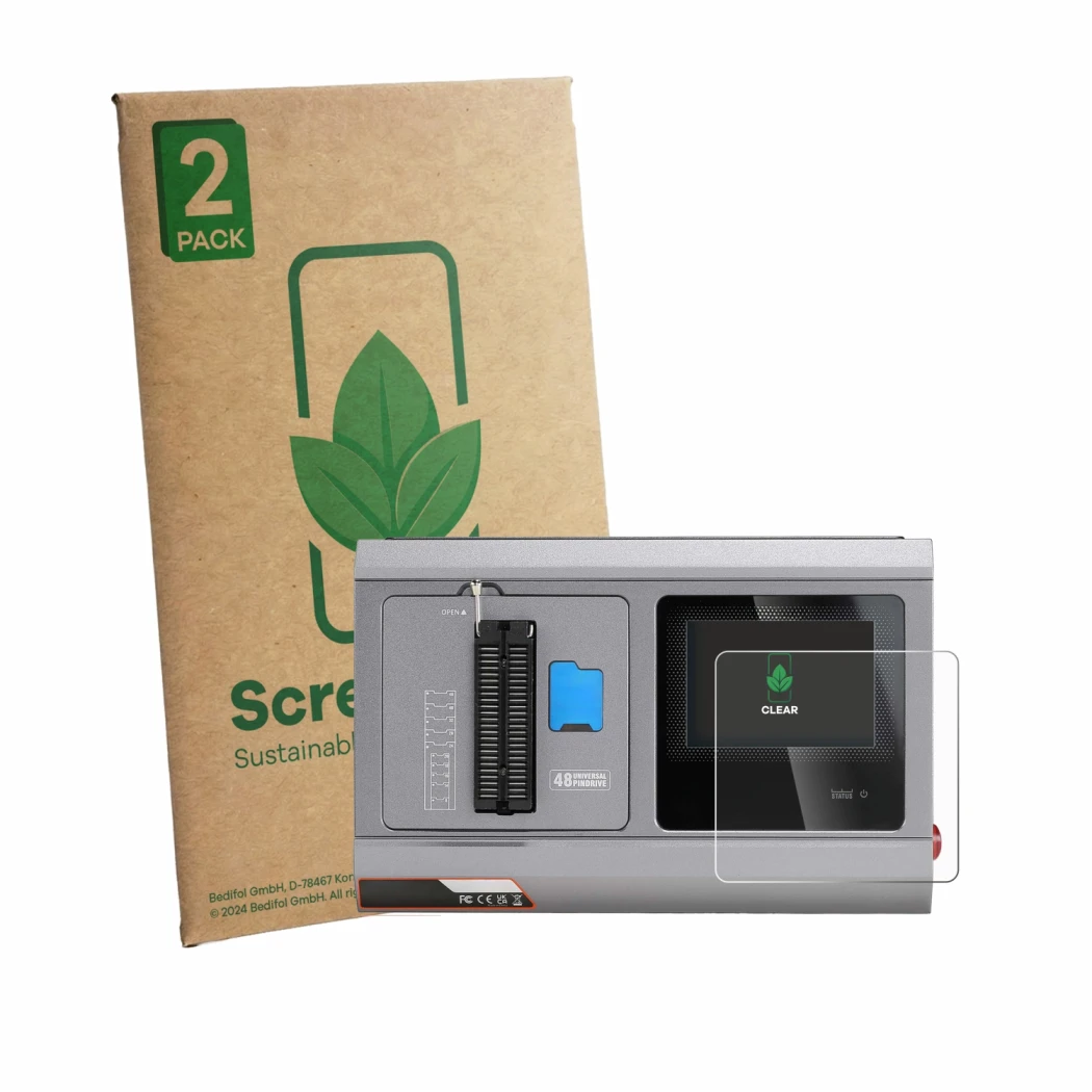 Parte frontale di una confezione del prodotto con il logo del marchio ScreenLeaf. Accanto è raffigurato il dispositivo Xhorse 