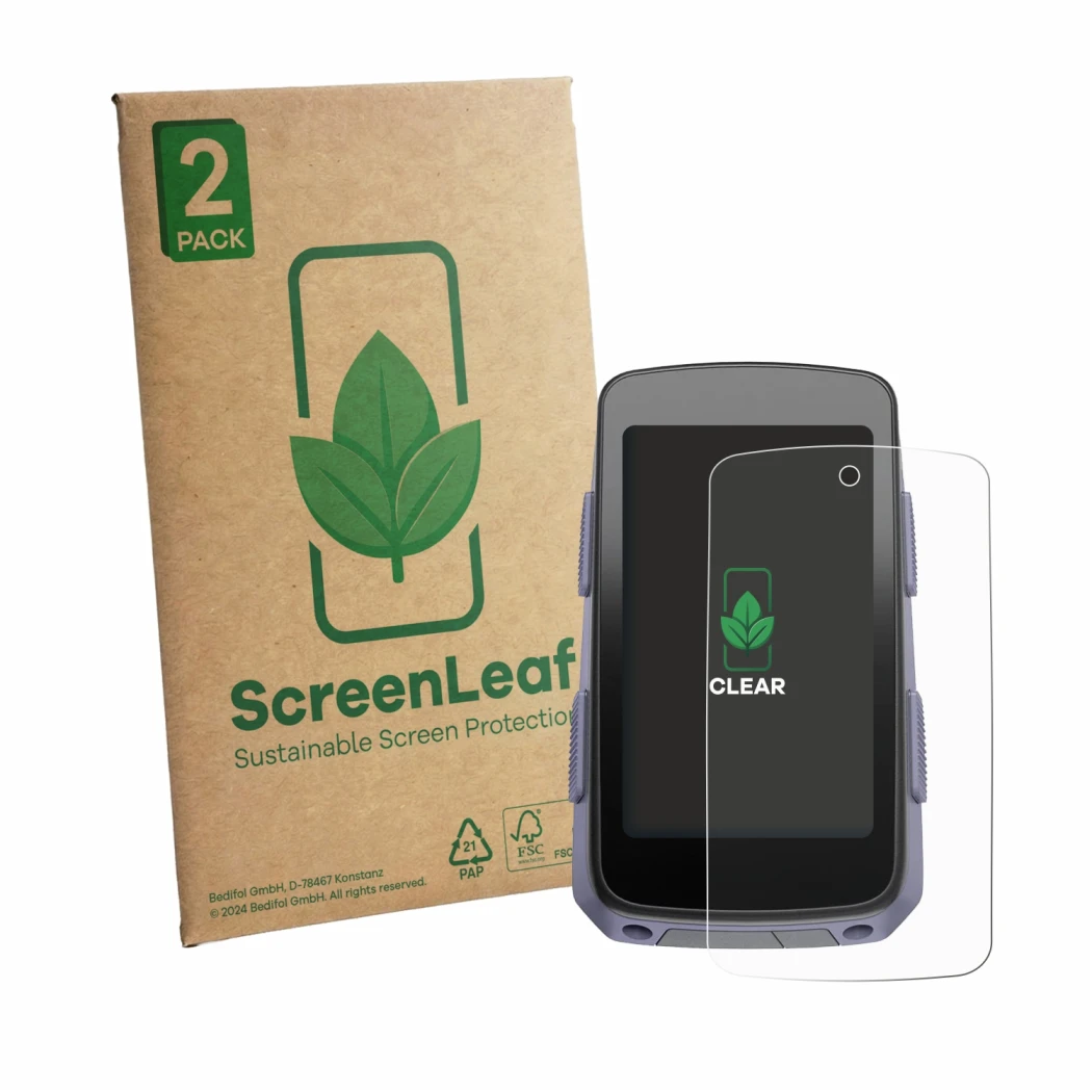 Parte frontale di una confezione del prodotto con il logo del marchio ScreenLeaf. Accanto è raffigurato il dispositivo Hammerh