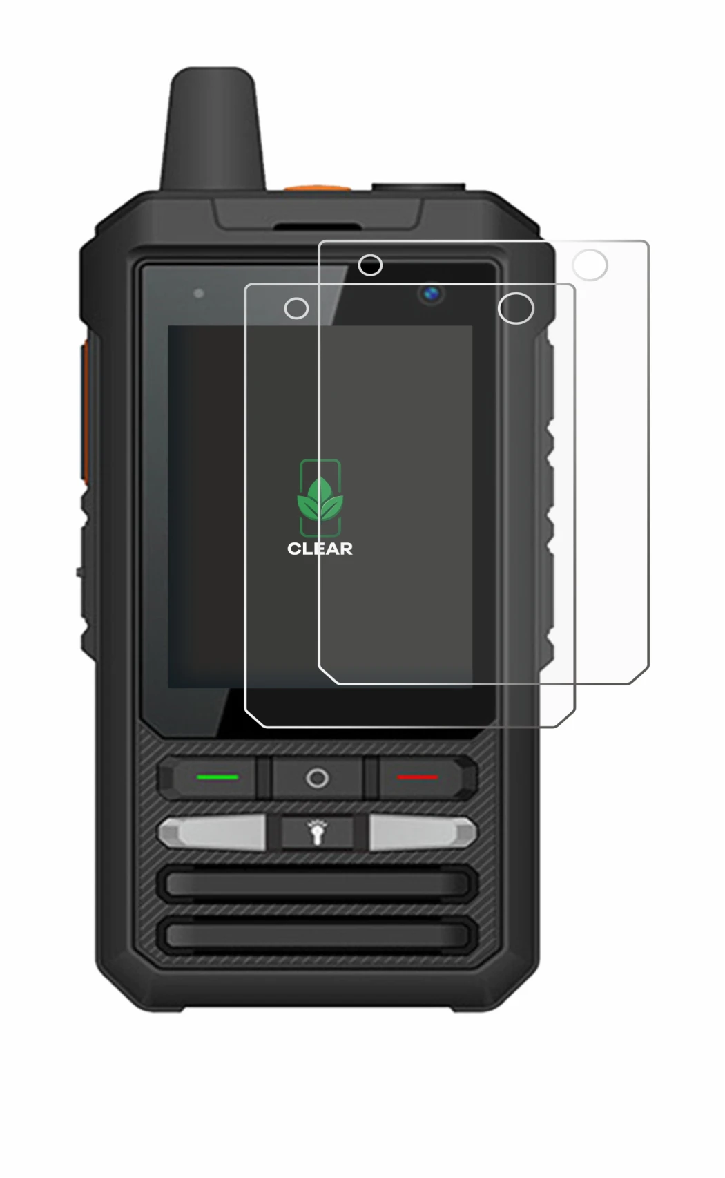Immagine del dispositivo Uniwa F80S con un'ampia varietà di protezioni per lo schermo.
