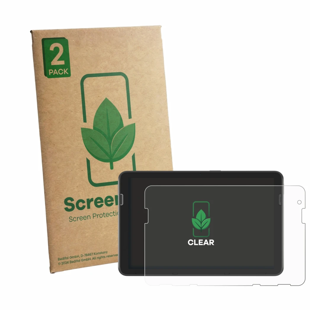Parte frontale di una confezione del prodotto con il logo del marchio ScreenLeaf. Accanto è raffigurato il dispositivo Zebra E