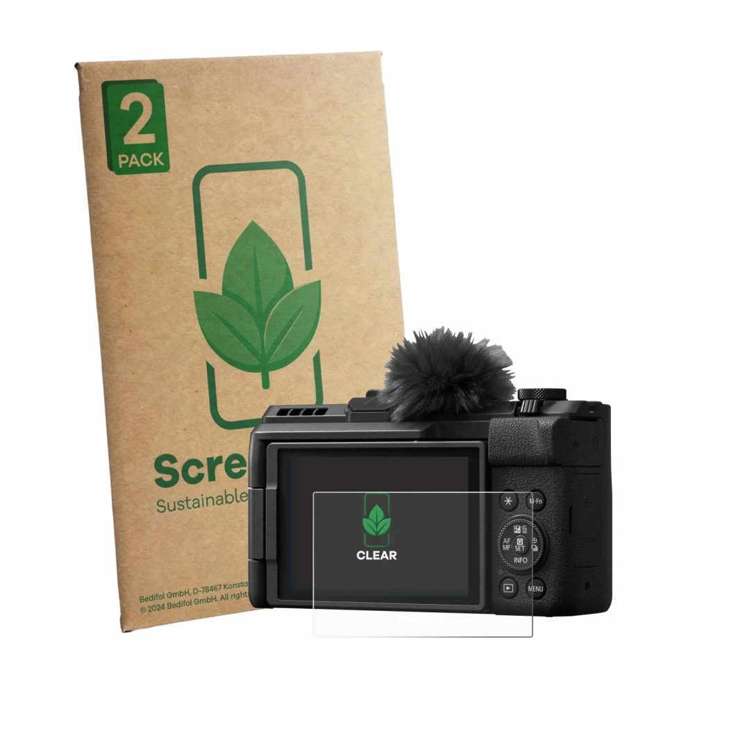 Parte frontale di una confezione del prodotto con il logo del marchio ScreenLeaf. Accanto è raffigurato il dispositivo Canon P