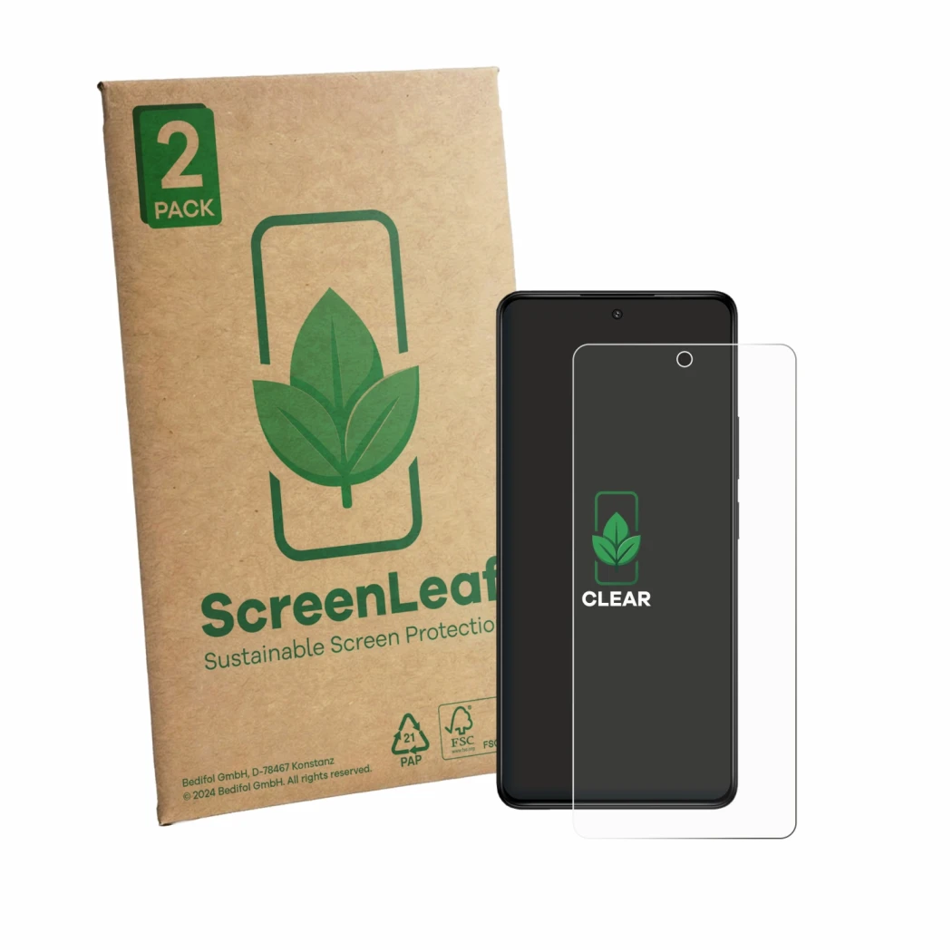 Parte frontale di una confezione del prodotto con il logo del marchio ScreenLeaf. Accanto è raffigurato il dispositivo Lava Bo
