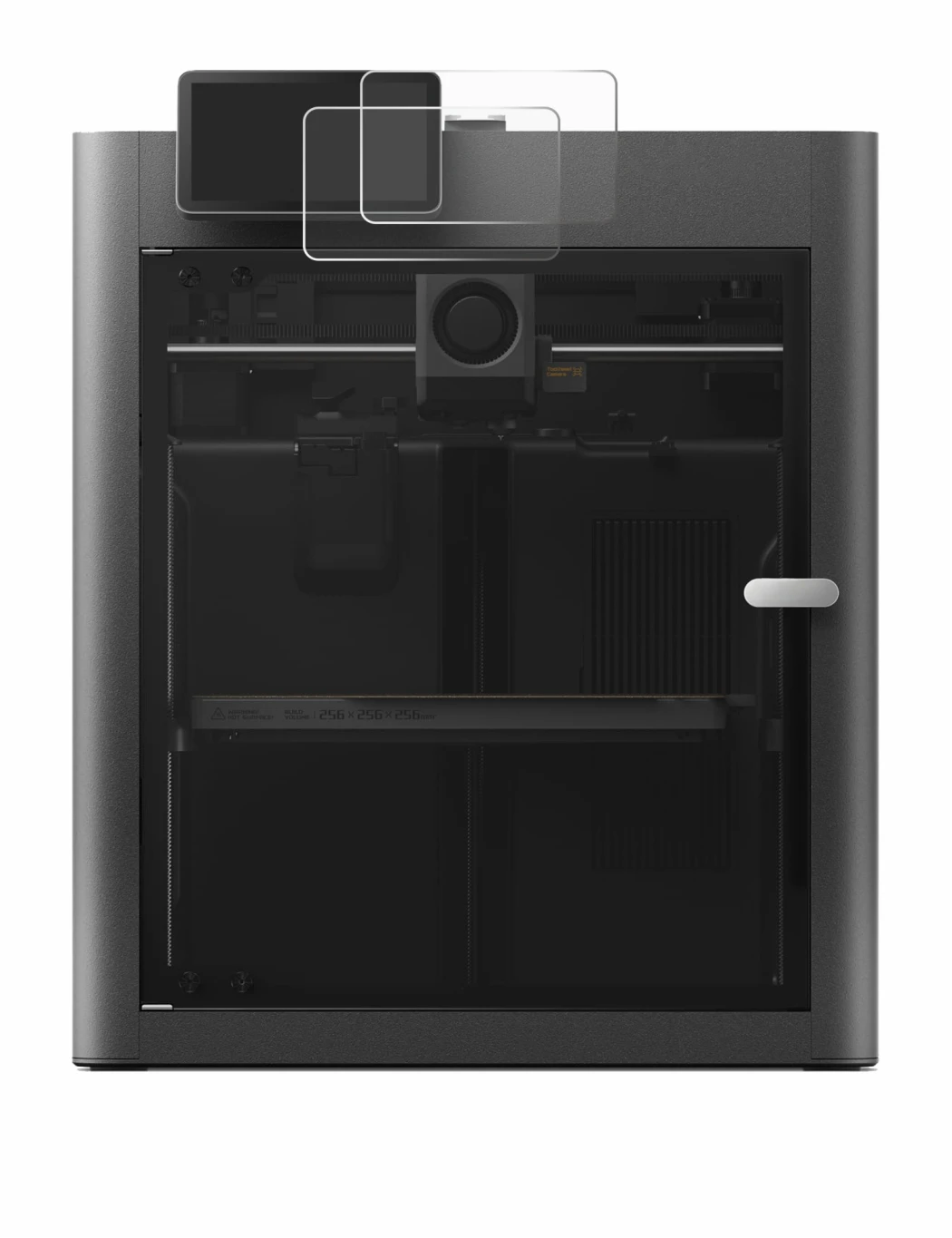Immagine del dispositivo Bambu Lab X2D con un'ampia varietà di protezioni per lo schermo.