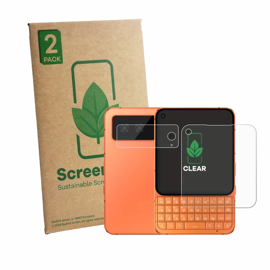Parte frontale di una confezione del prodotto con il logo del marchio ScreenLeaf. Accanto è raffigurato il dispositivo Unihert