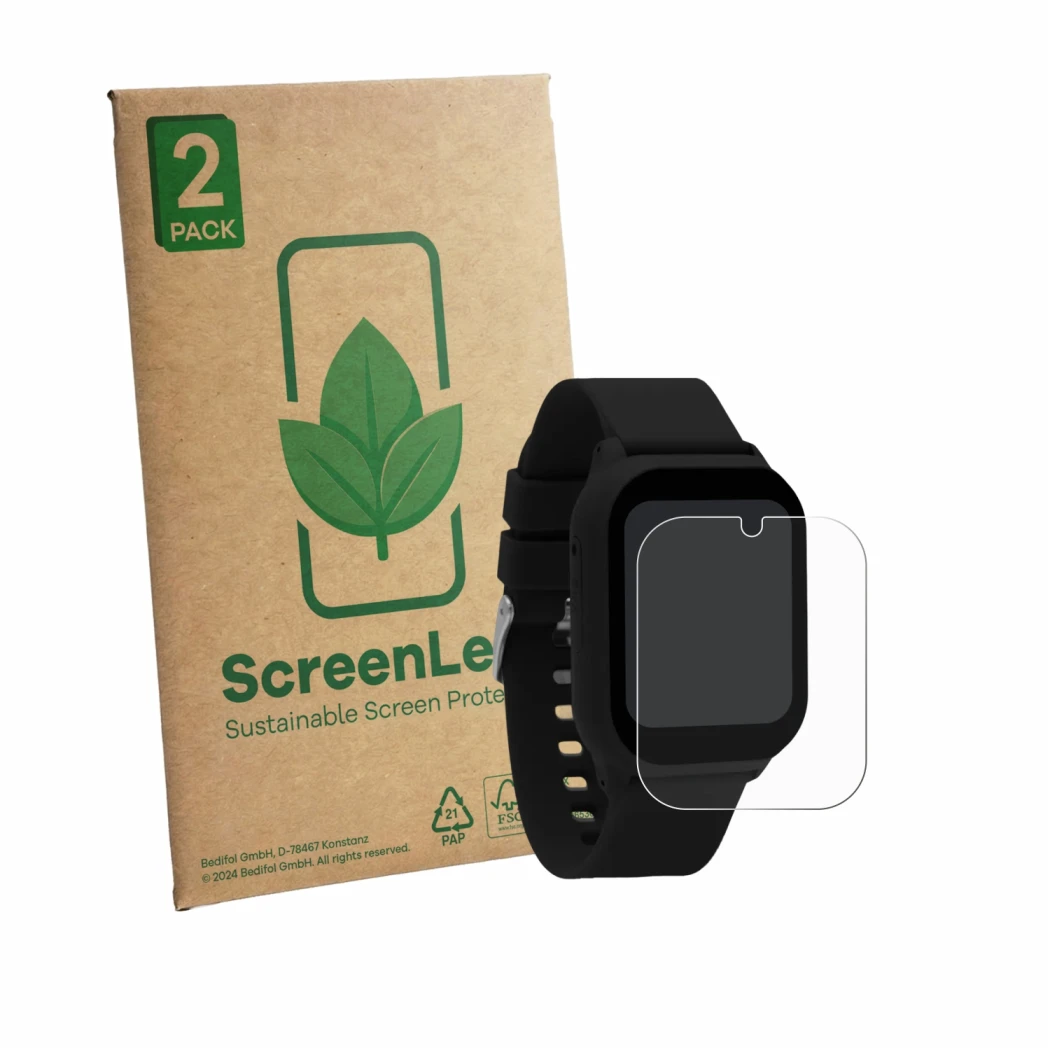 Parte frontale di una confezione del prodotto con il logo del marchio ScreenLeaf. Accanto è raffigurato il dispositivo One2Tra