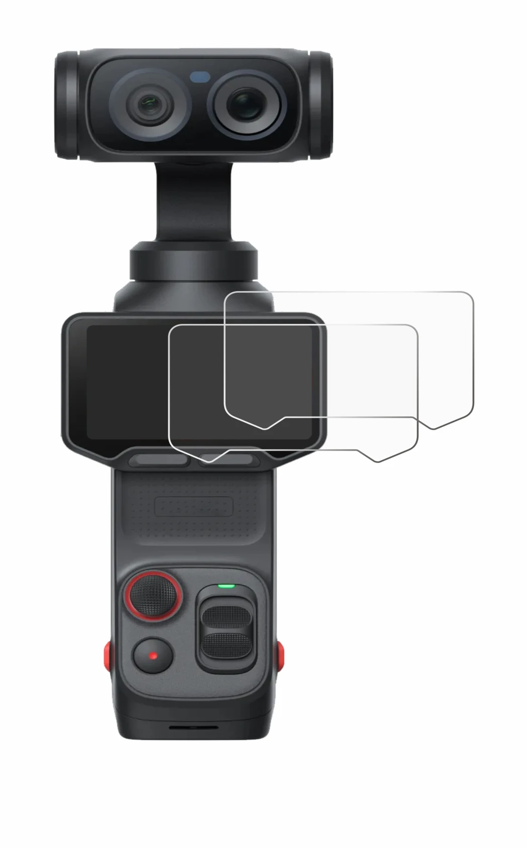 Immagine del dispositivo Insta360 Luna Ultra con un'ampia varietà di protezioni per lo schermo.