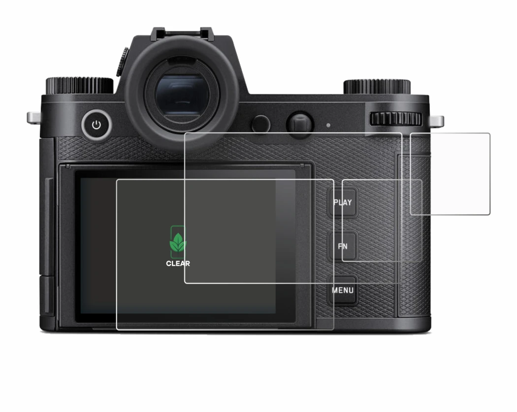 Immagine del dispositivo Leica SL3-P (Display + display a spalla) con un'ampia varietà di protezioni per lo schermo.