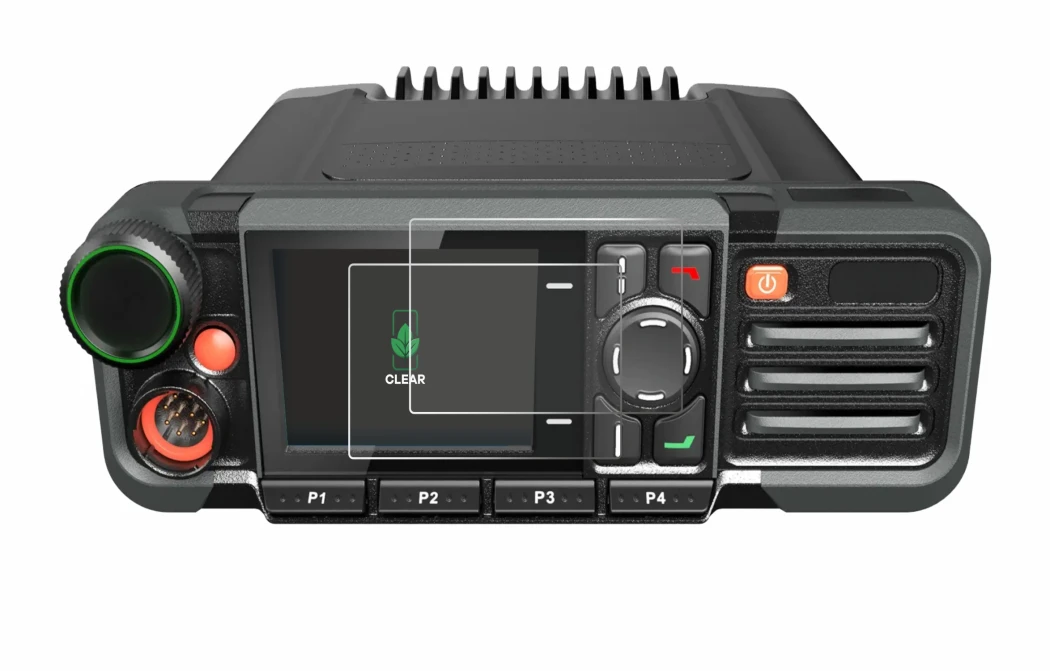 Immagine del dispositivo Hytera HM785 con un'ampia varietà di protezioni per lo schermo.