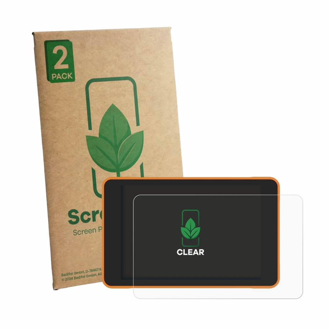 Parte frontale di una confezione del prodotto con il logo del marchio ScreenLeaf. Accanto è raffigurato il dispositivo ProGlov