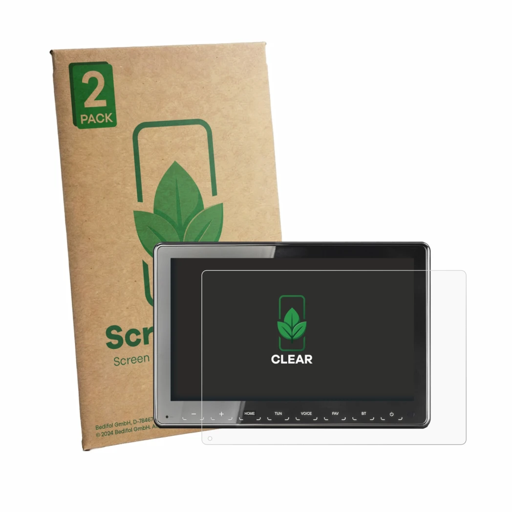 Parte frontale di una confezione del prodotto con il logo del marchio ScreenLeaf. Accanto è raffigurato il dispositivo Zenec Z