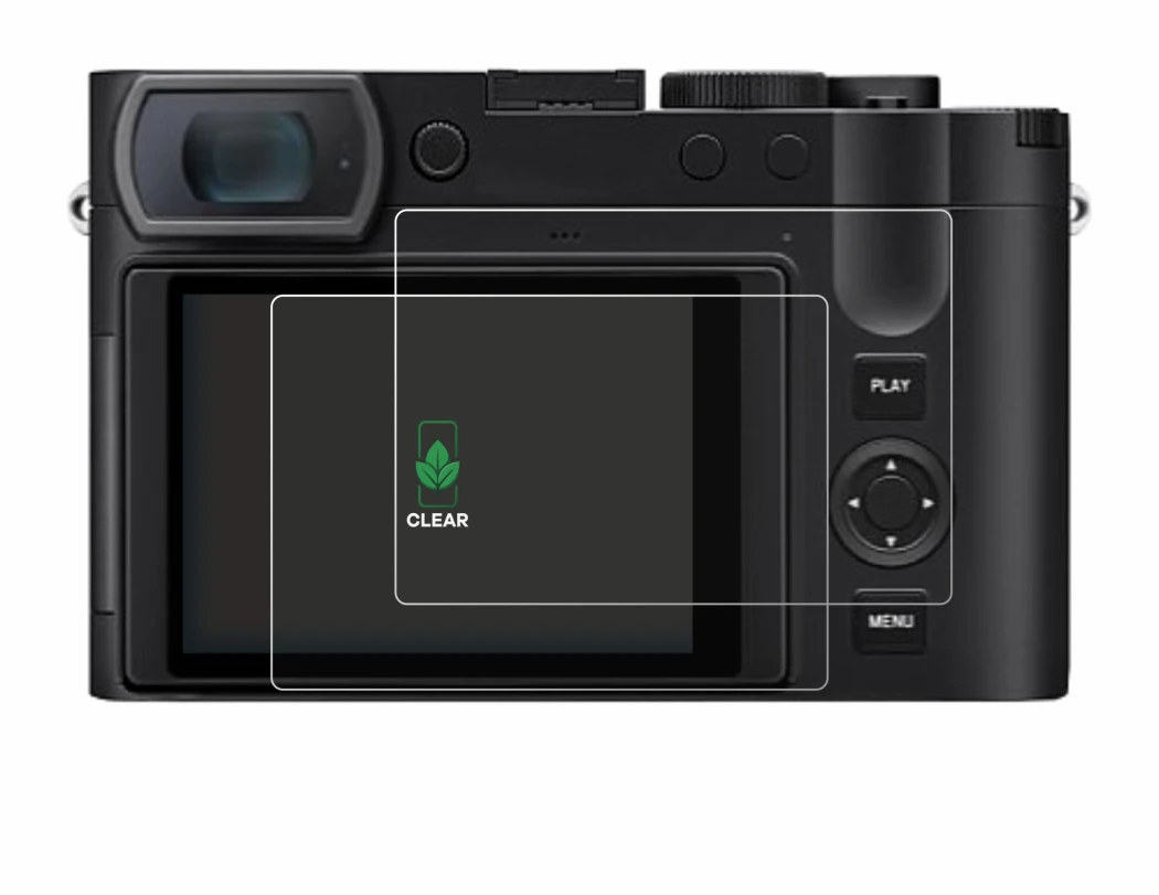 Immagine del dispositivo Leica Q3 Monochrom con un'ampia varietà di protezioni per lo schermo.
