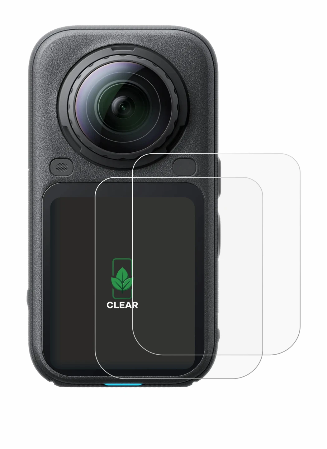 Immagine del dispositivo Insta360 X6 con un'ampia varietà di protezioni per lo schermo.