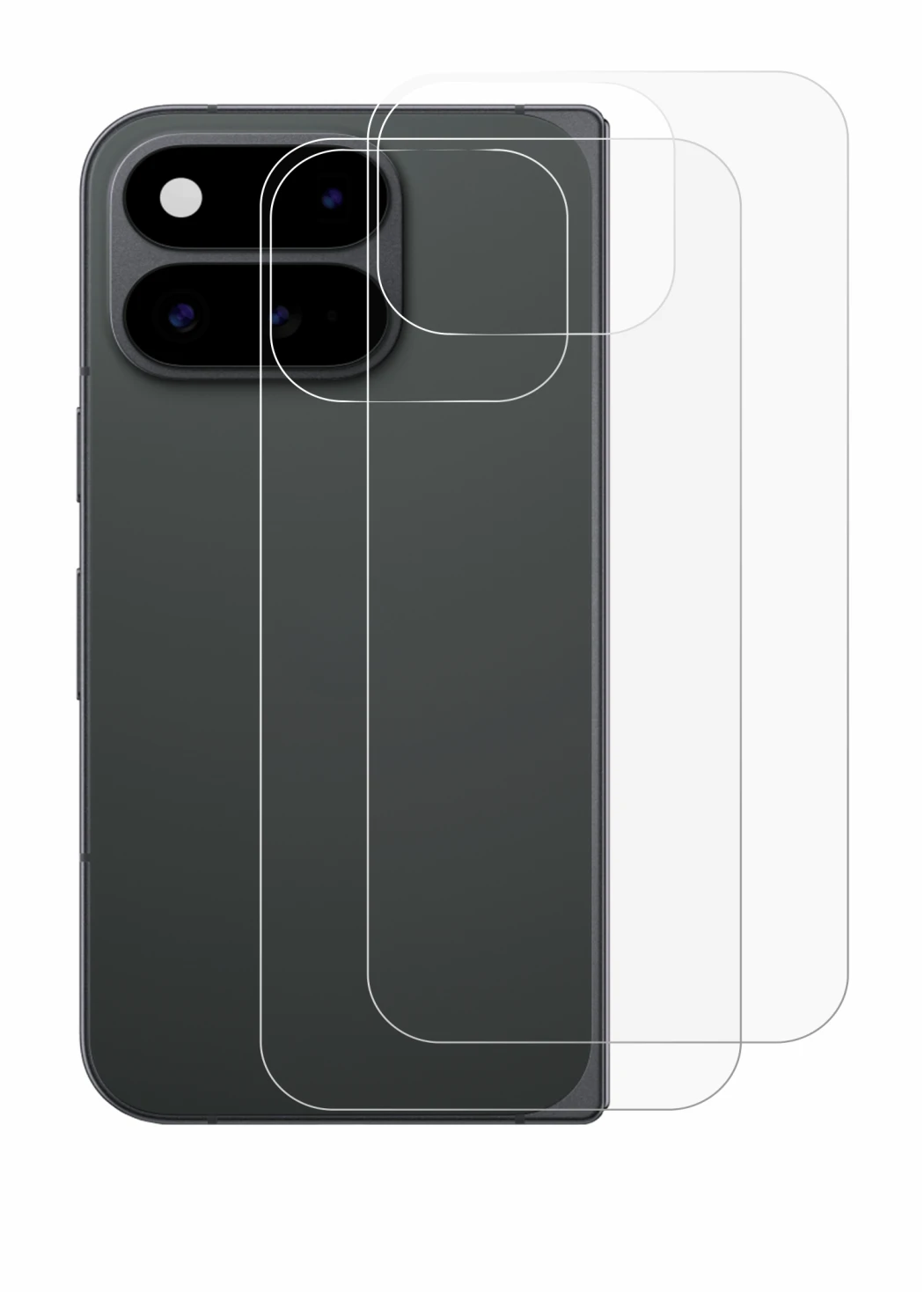 Immagine del dispositivo Google Pixel 11 Pro Fold (Posteriore) con un'ampia varietà di protezioni per lo schermo.