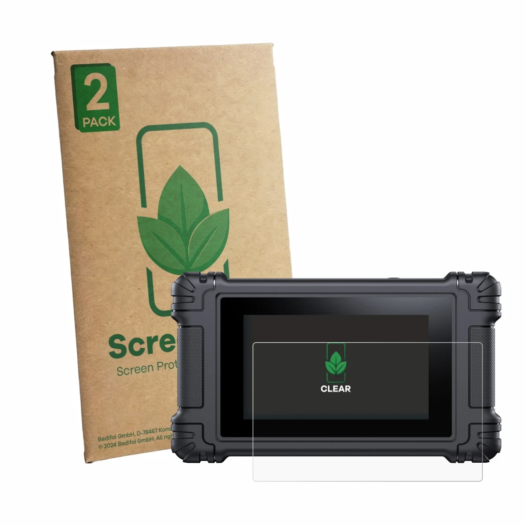 Parte frontale di una confezione del prodotto con il logo del marchio ScreenLeaf. Accanto è raffigurato il dispositivo iCarsof