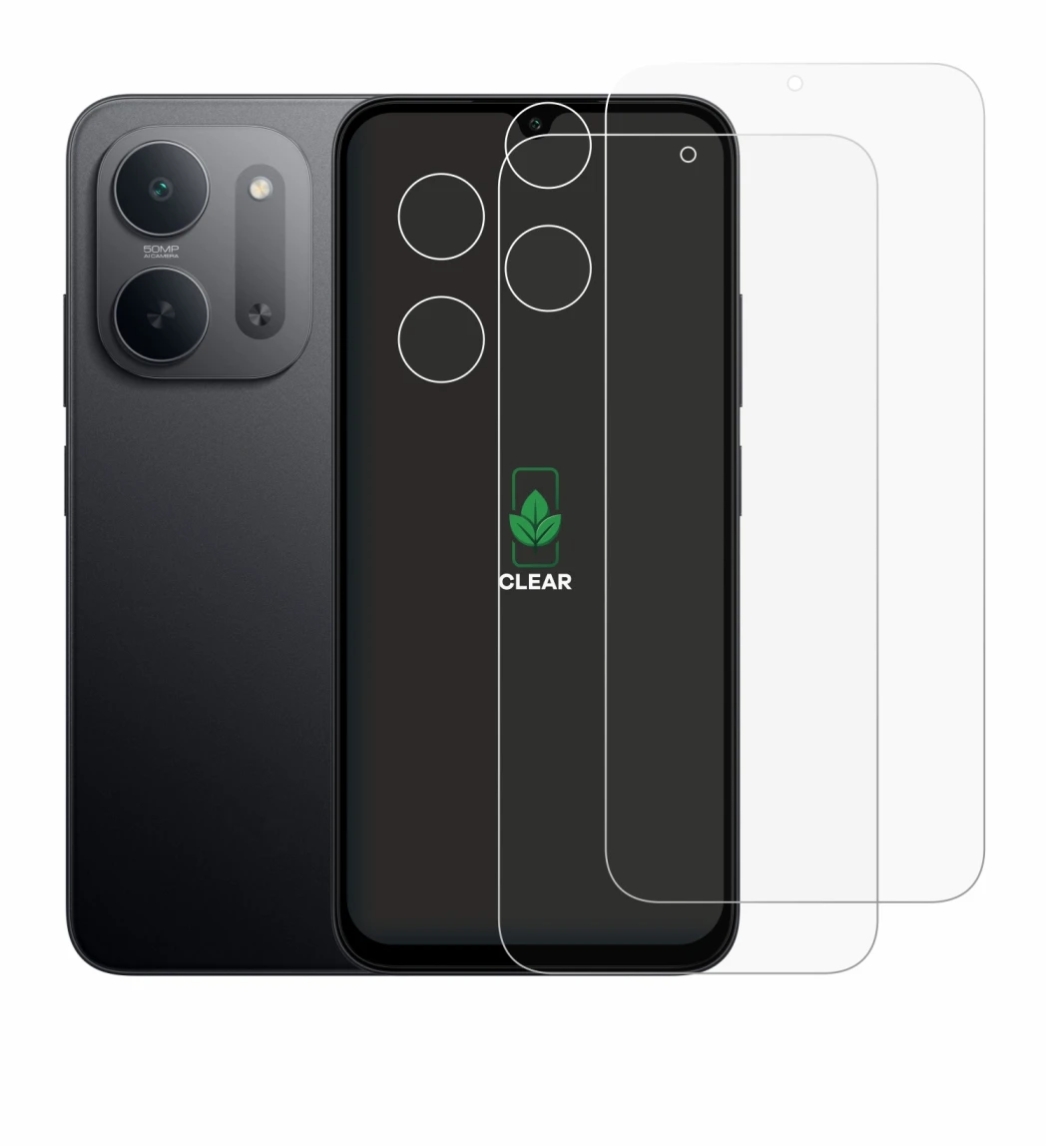 Immagine del dispositivo Xiaomi Redmi 17C 5G (Fronte+Fotocamera) con un'ampia varietà di protezioni per lo schermo.
