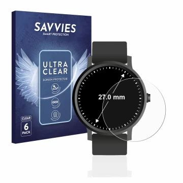 Parte frontale di una confezione del prodotto con il logo del marchio Savvies. Accanto è raffigurato il dispositivo Orologi (C