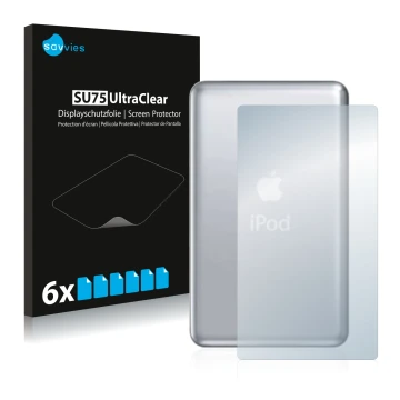 Parte frontale di una confezione del prodotto con il logo del marchio Savvies. Accanto è raffigurato il dispositivo Apple iPod